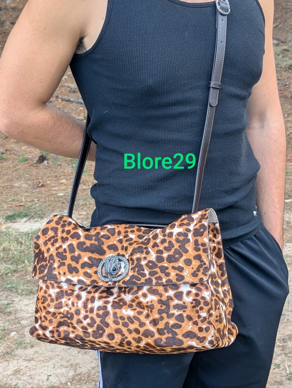 LEOPARD Large slouch flap Calfhair Leather, MICRO Leopard AND FREE Pink wallet